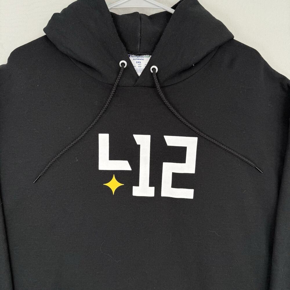 Four One Two X Champion Hoodie Sweatshirt Men’s 3XL Black 412 Pittsburgh - Picture 3 of 11